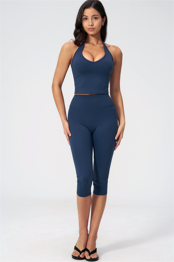 The Twirl Halter Tank Top Capri Leggings 2-Piece Set