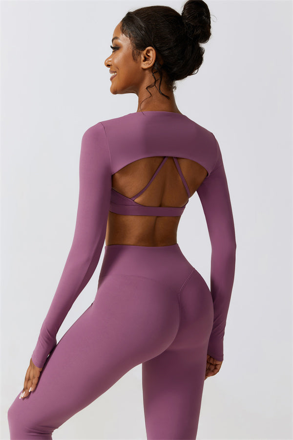 Juno Star Crop Top Sports Bra Leggings 3-Piece Set