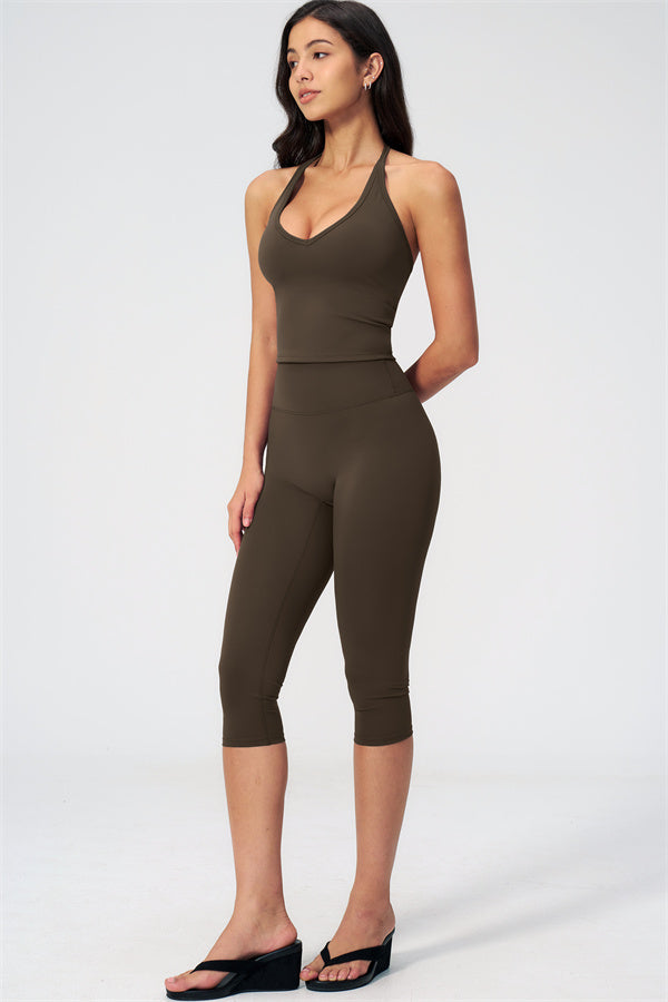 The Twirl Halter Tank Top Capri Leggings 2-Piece Set