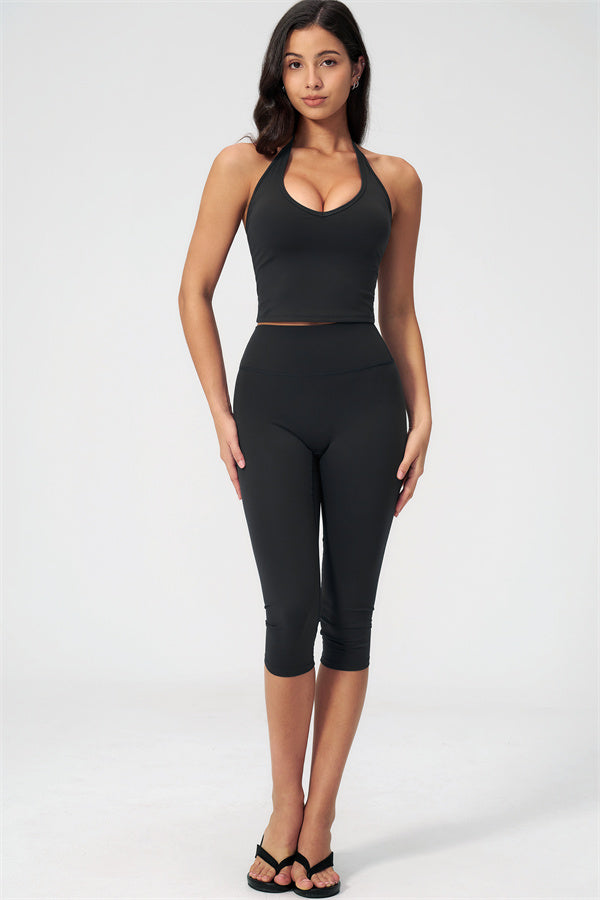 The Twirl Halter Tank Top Capri Leggings 2-Piece Set