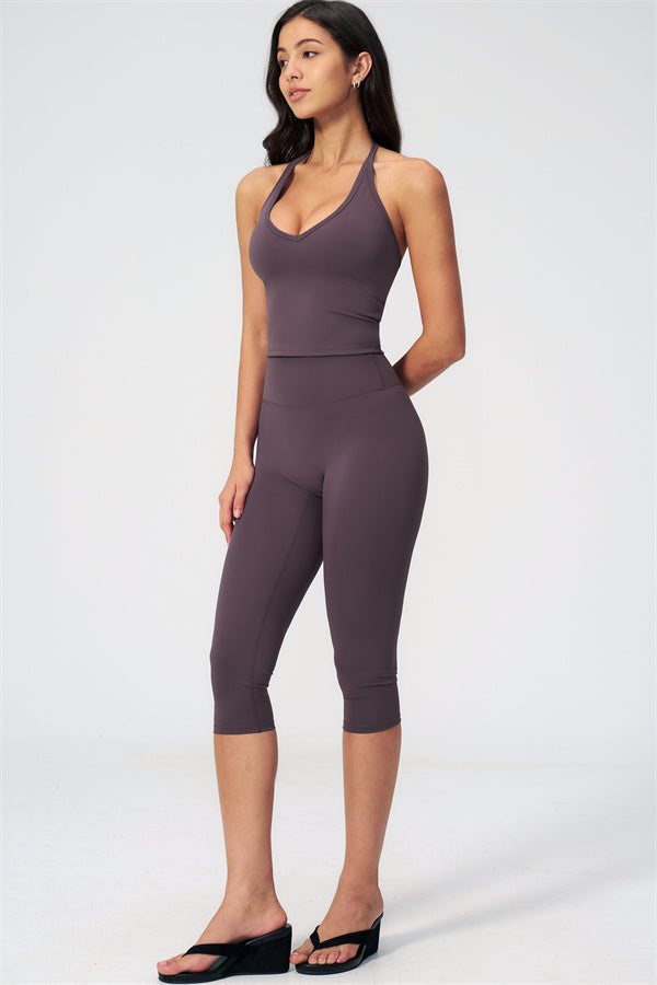 The Twirl Halter Tank Top Capri Leggings 2-Piece Set