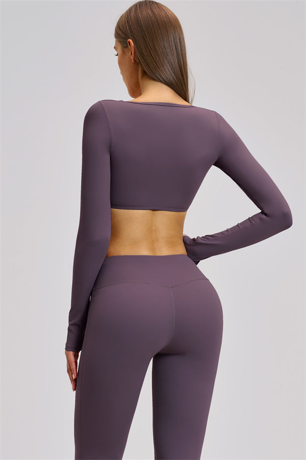 The Zestful Long Sleeve Crop Top Leggings 2-Piece Set