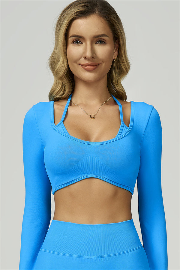 The Prime Long Sleeve Crop Top Shorts 2-Piece Set