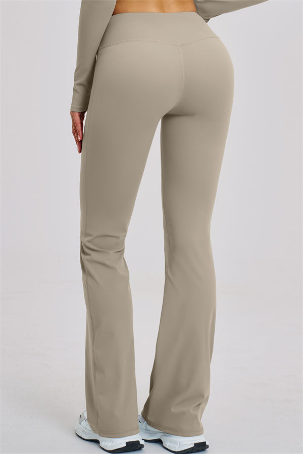 The Zestful Long Sleeve Crop Top Flared Leggings 2-Piece Set
