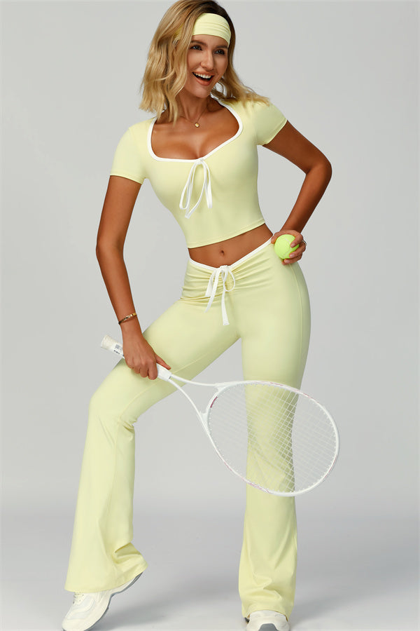 The Skyline Tie Top Flared Leggings 2-Piece Set