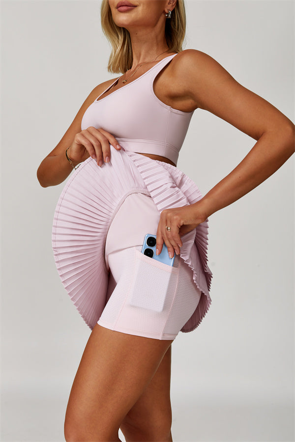 The Lavish Cut-out Crop Top Tennis Skirt 2-Piece Set