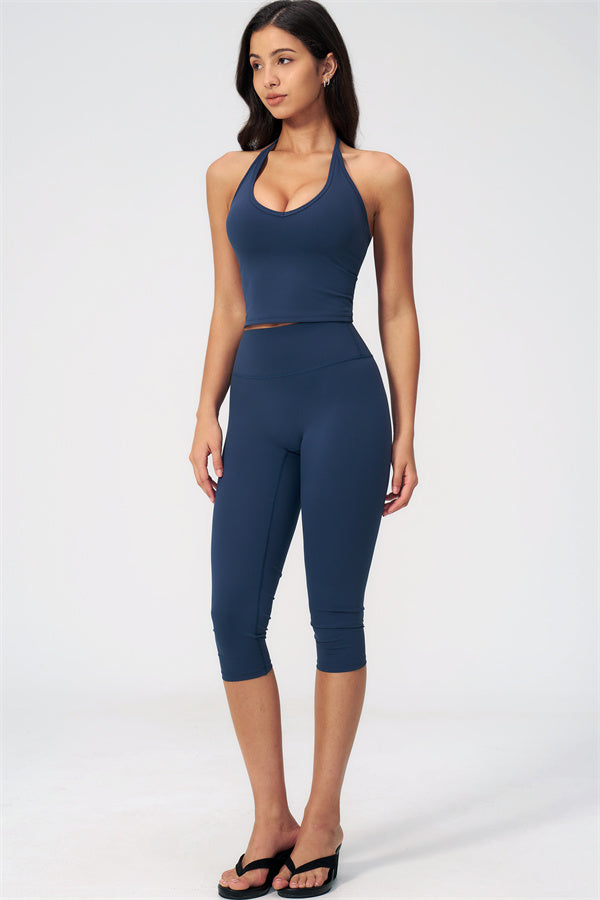The Twirl Halter Tank Top Capri Leggings 2-Piece Set