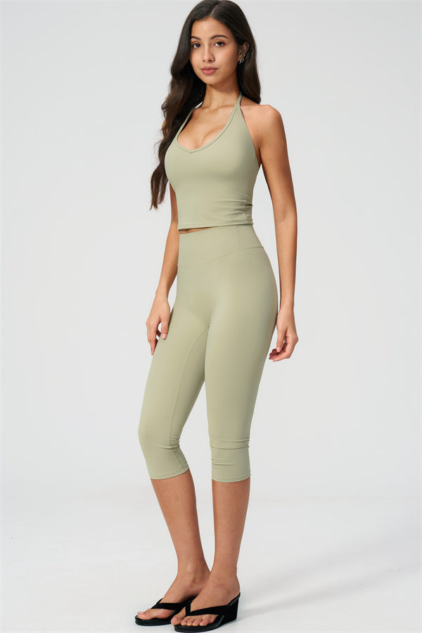 The Twirl Halter Tank Top Capri Leggings 2-Piece Set