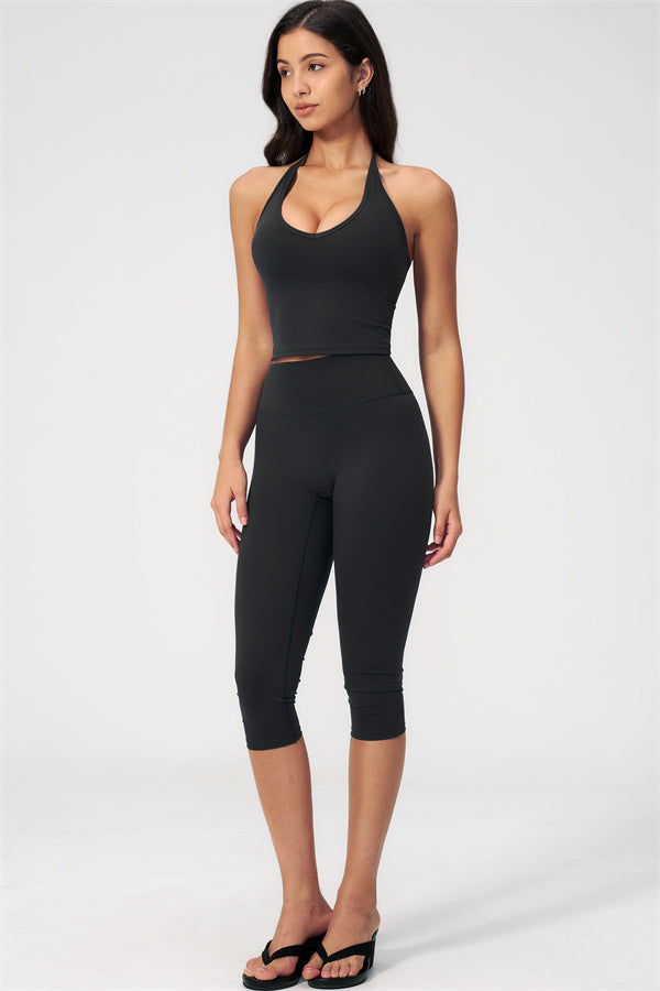 The Twirl Halter Tank Top Capri Leggings 2-Piece Set