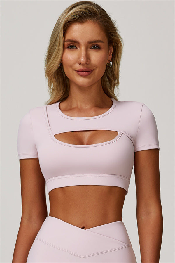 The Lavish Cut-out Crop Top Flared Leggings 2-Piece Set