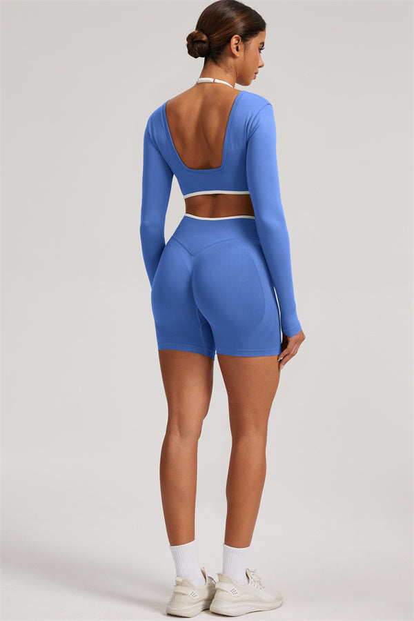 The Elevate Long Sleeve Crop top Shorts 2-Piece Set