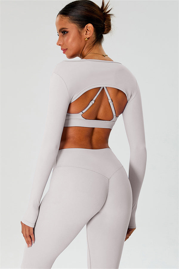 The Ember Sports Bra Crop Top Flared Leggings 3-Piece Set