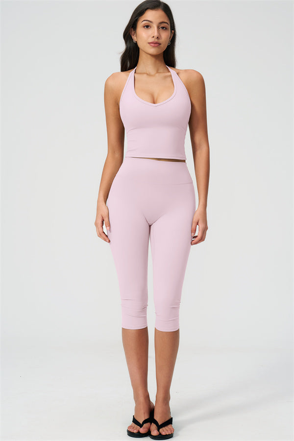 The Twirl Halter Tank Top Capri Leggings 2-Piece Set