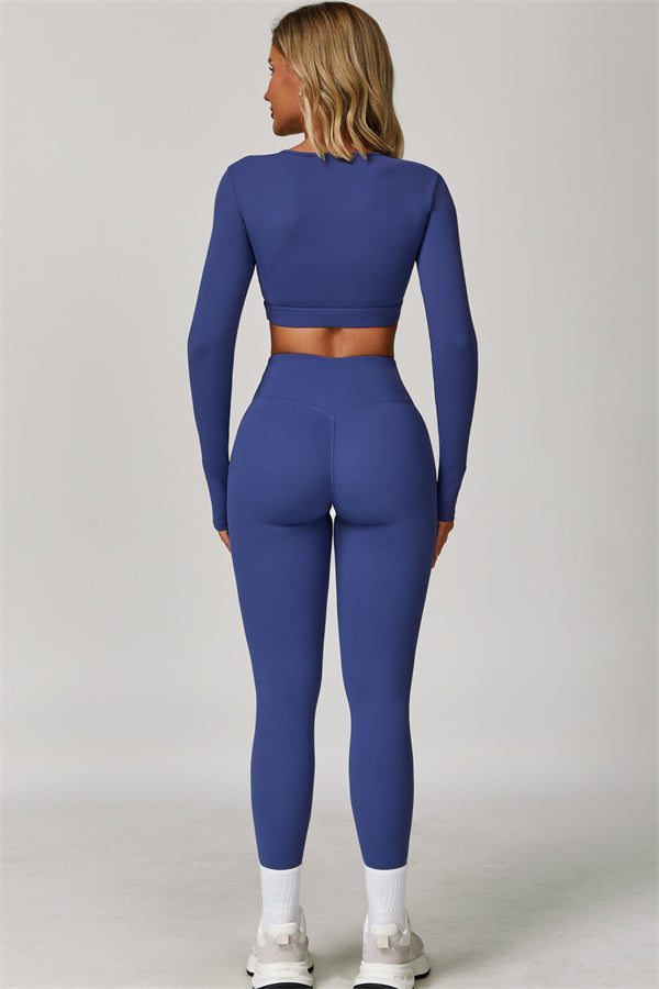 The Lavish Long Sleeve Cut-out Crop Top Leggings 2-Piece Set